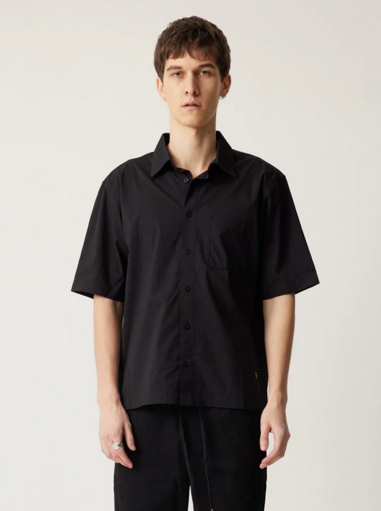 Former Vivian Snake Short Sleeve Button Up Shirt Black