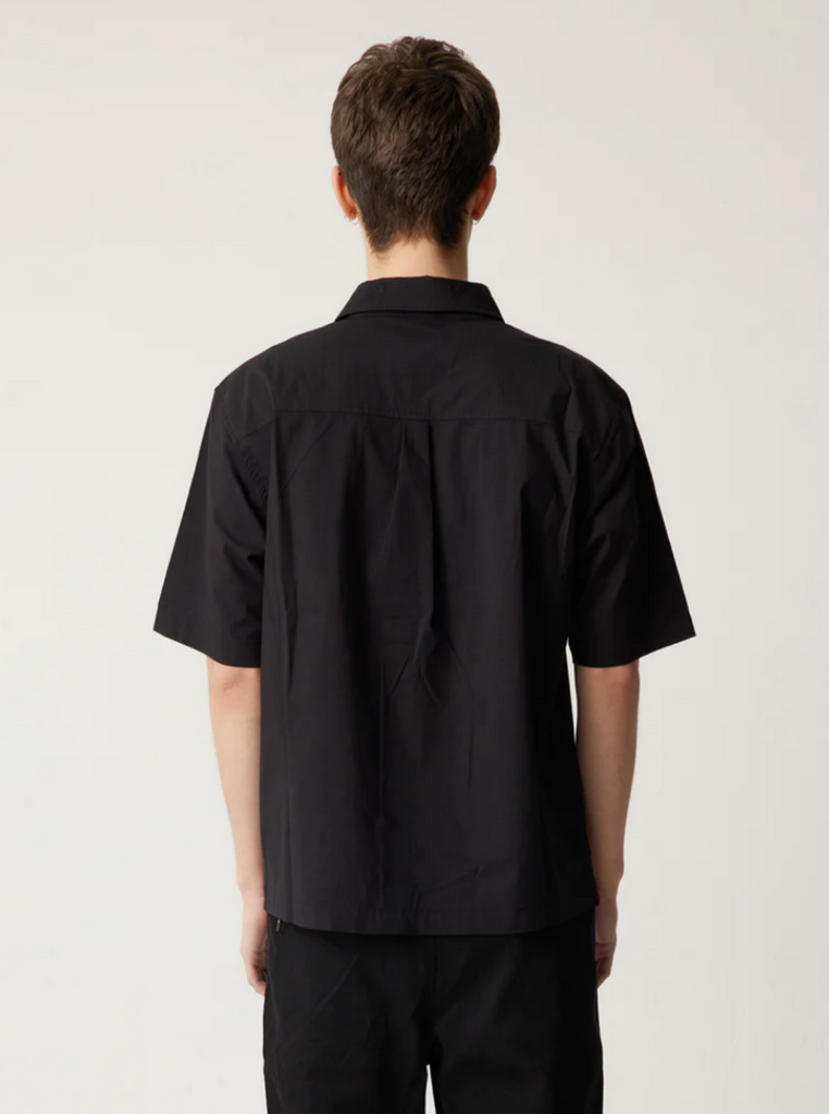 Former Vivian Snake Short Sleeve Button Up Shirt Black