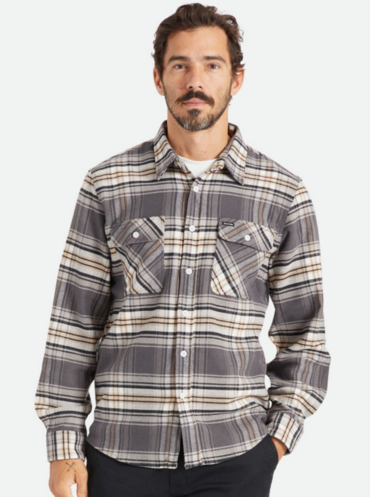 Brixton Bowery Stretch L/S Utility Flannel Black/Charcoal/Mojave