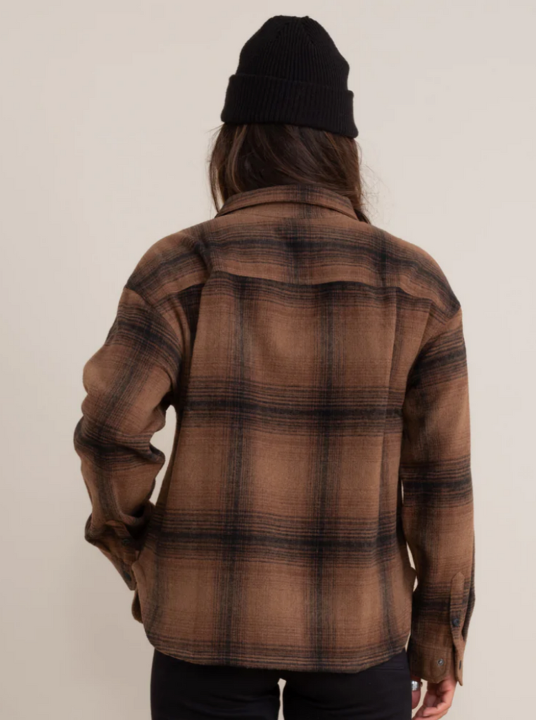 Roark Women's Amberley Long Sleeve Flannel Jacket Dark Brown