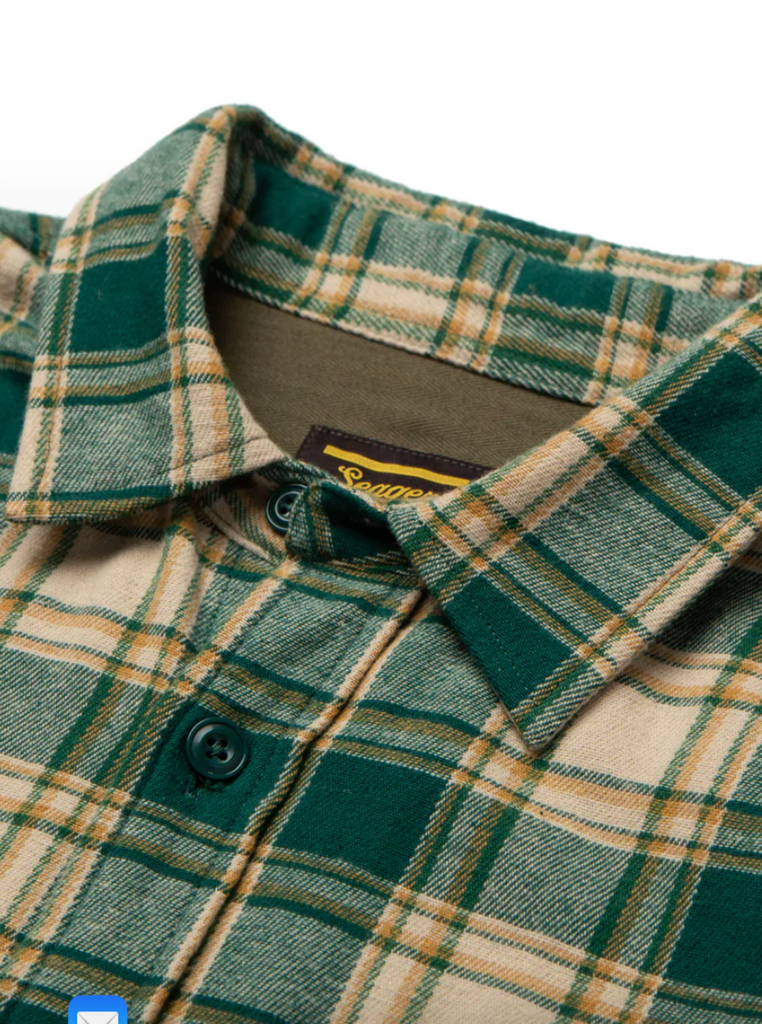Seager Calico Long Sleeve Flannel Shirt Cream/Forest