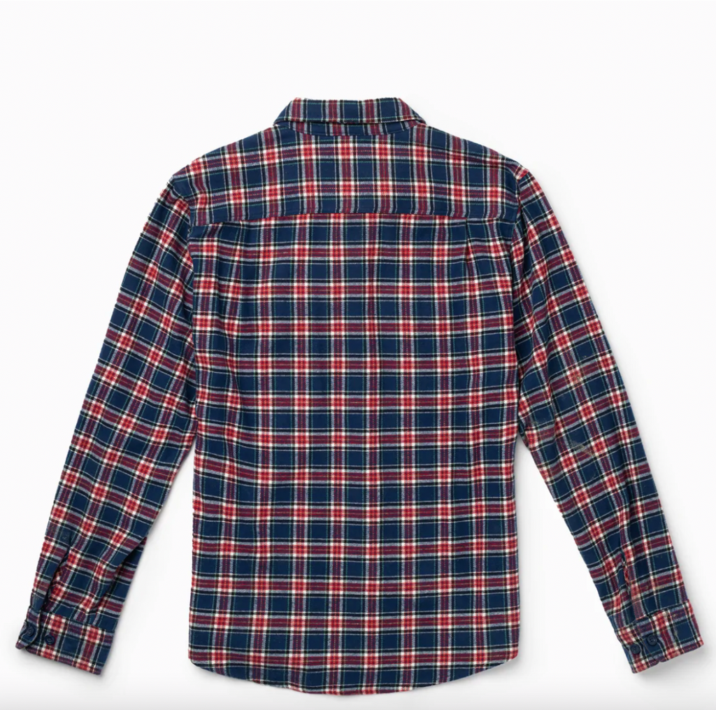 Seager Calico Long Sleeve Flannel Shirt Red Navy