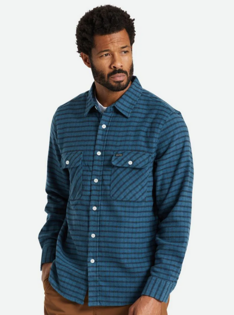 Brixton Bowery Stretch L/S Utility Flannel Indie Teal/Black