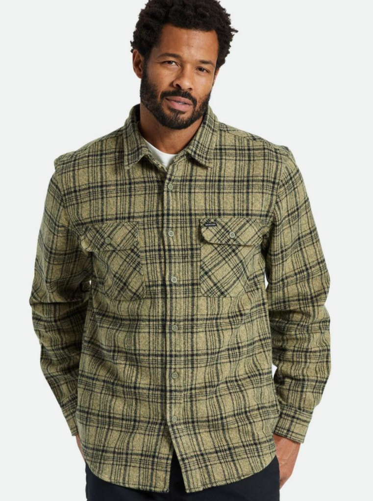Brixton Bowery Heavy Weight L/S Flannel Military Olive/Black
